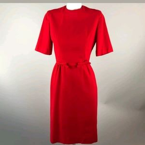 Lipstick red 1960s wiggle dress with bow details